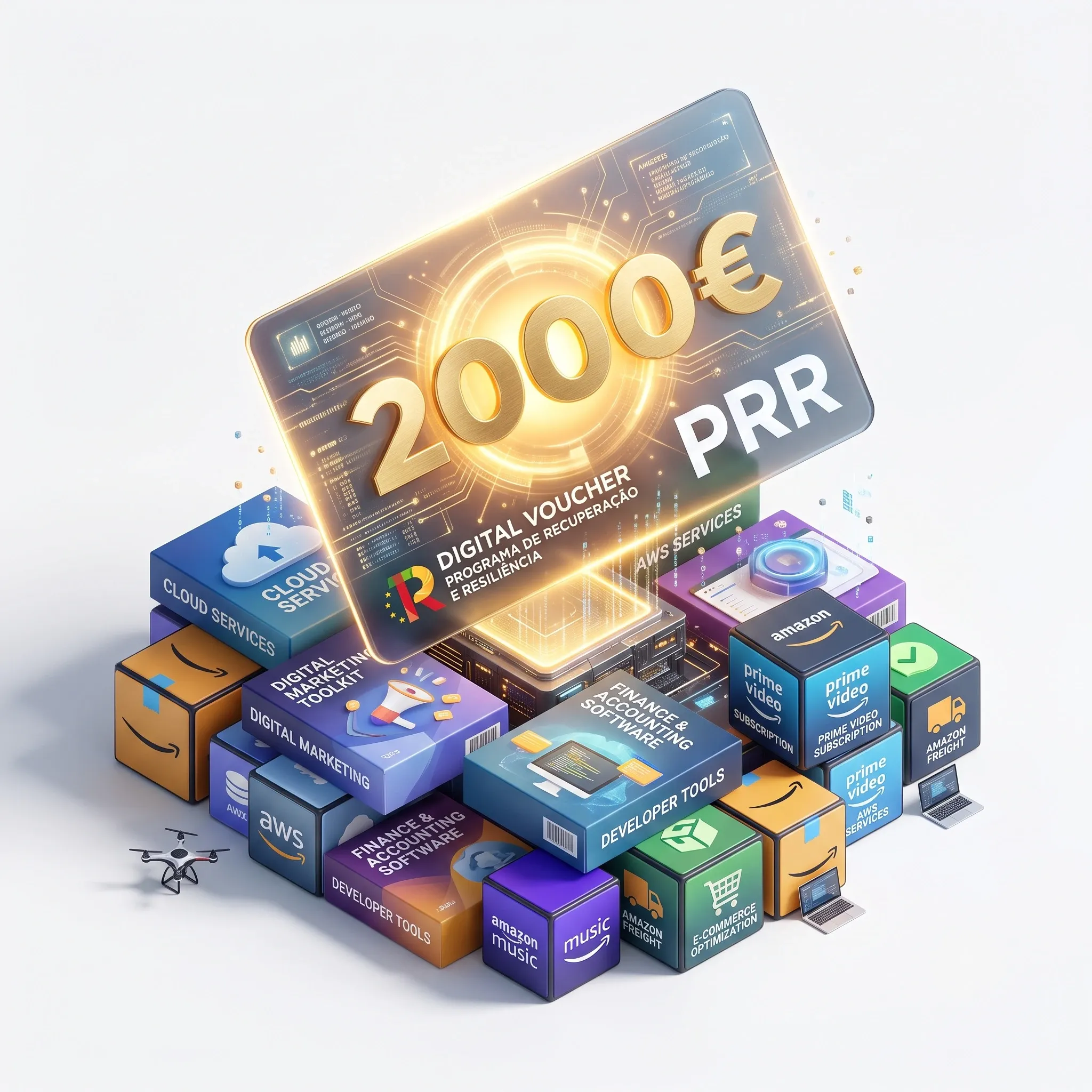 Voucher do PRR Acelerar o Norte de até 2.000 euros para software de faturação certificada e integração com a Amazon.