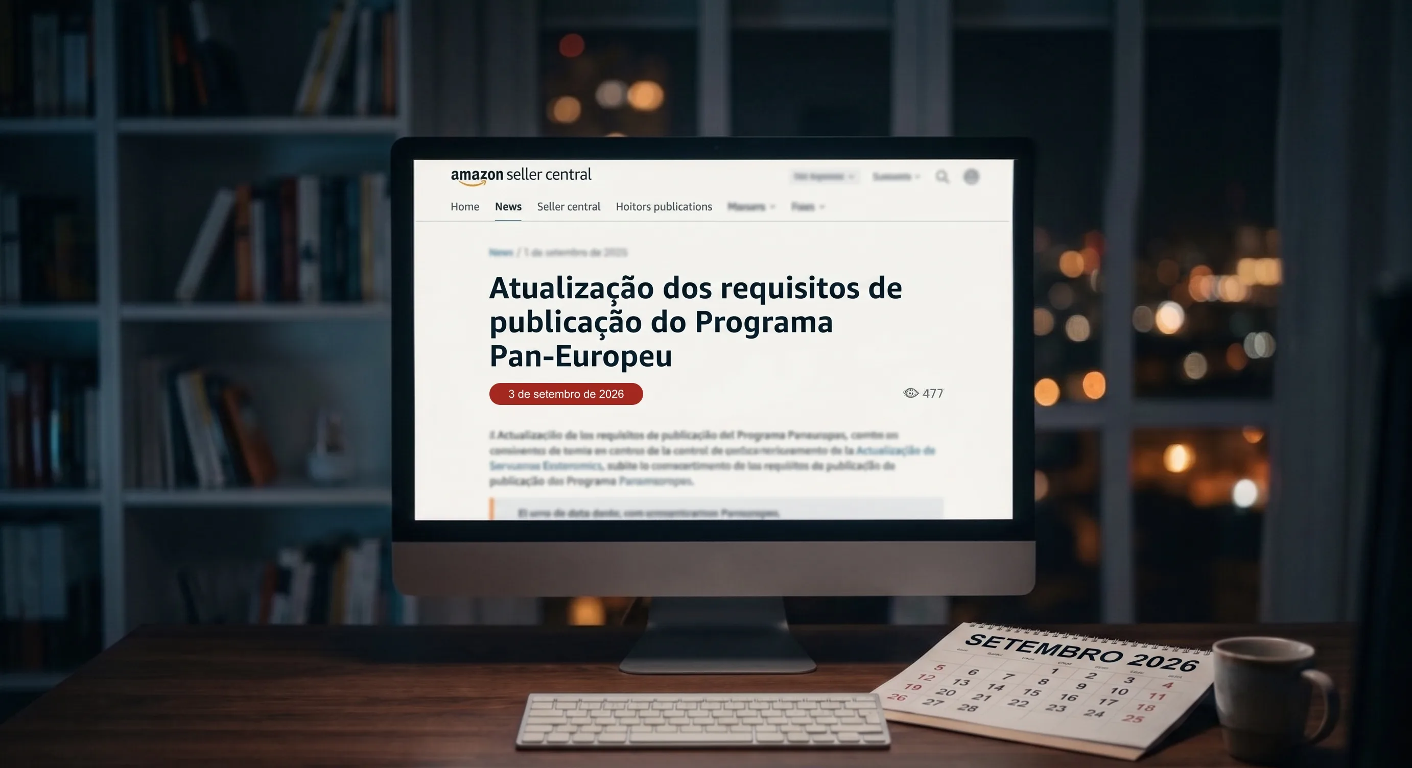 Aviso da Amazon Seller Central: oferta obrigatória nos Países Baixos no programa Pan-Europeu, com prazo a 3 de setembro de 2026.