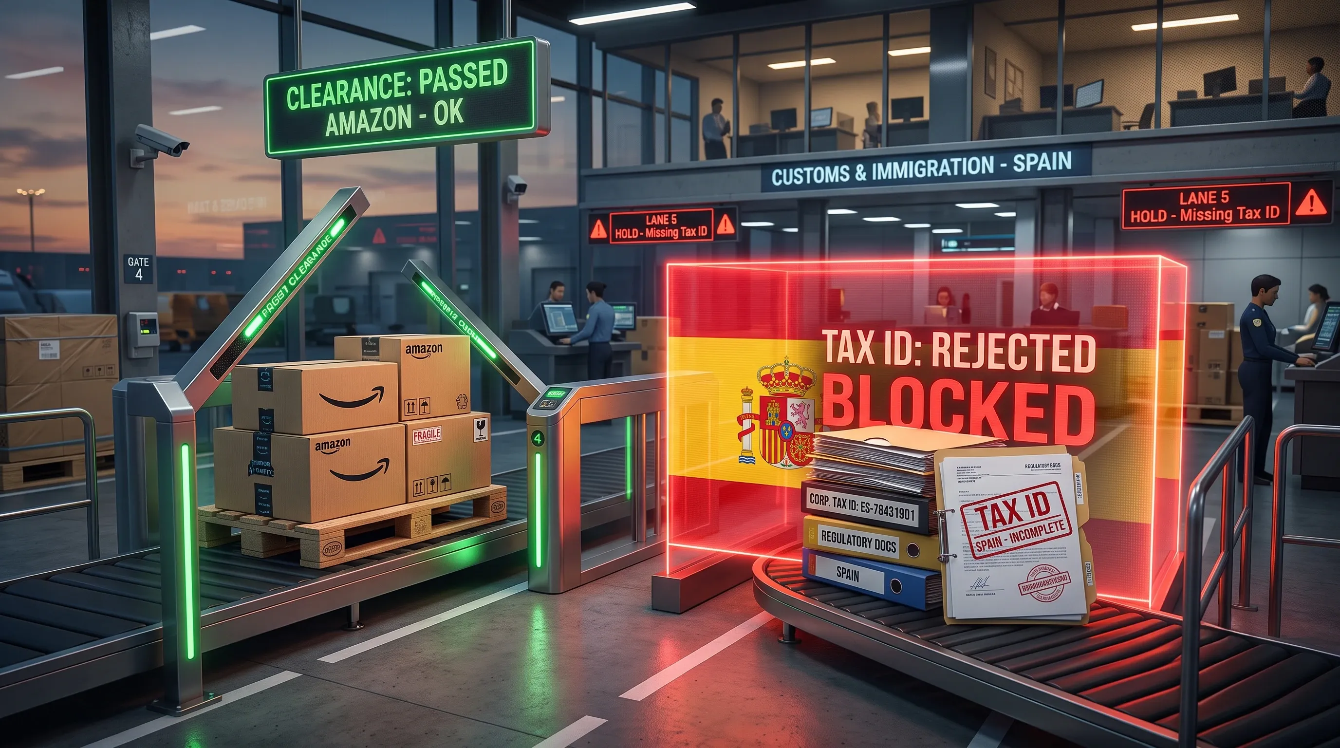 A mercadoria cruza a fronteira ibérica sem obstáculos; o registo fiscal espanhol, esse, tens de o tramitar antes.
