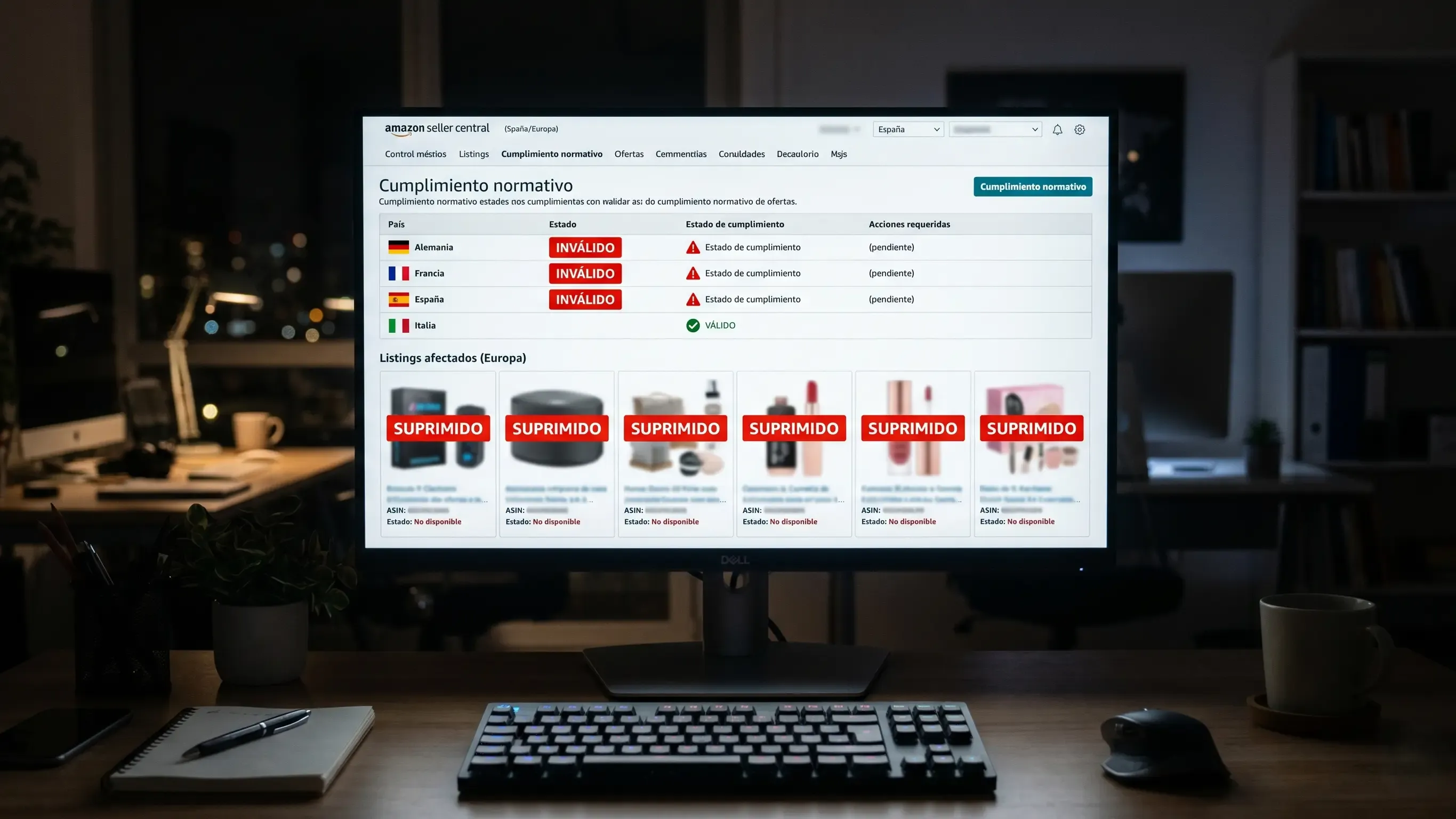 Cumplimiento normativo EPR en Amazon Seller Central: un registro inválido por país pone tus listings en riesgo.